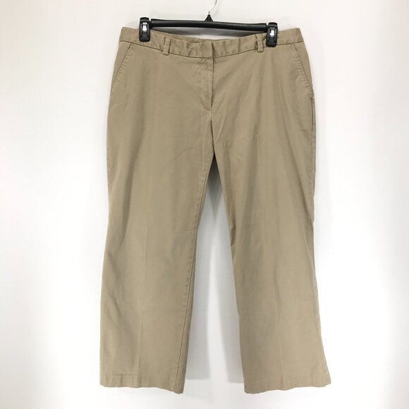 Lands' End Mid-Rise Chino Pants Women's Plus Size 16W Petite Khaki Cotton Hemmed - Picture 1 of 13